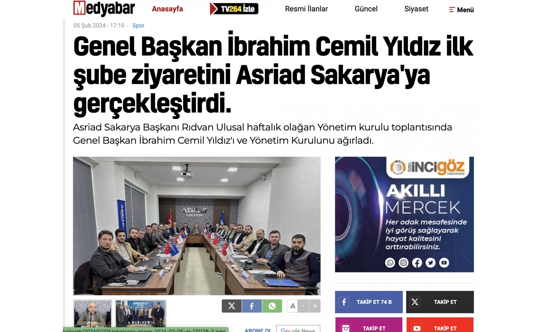 Genel Başkan İbrahim Cemil Yıldız, göreve geldikten sonraki ilk şube ziyaretini ASRİAD Sakarya’ya gerçekleştirerek projeleri ve hedefleri görüştü.